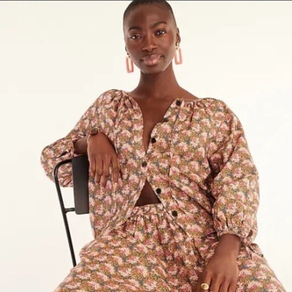 J. Crew Collection tie-sleeve button-front top in Ratti® prism floral Size XS - Picture 3 of 10